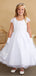 Elegant Round Neck Cap Shoulder Applique Long Cheap Flower Girl Dresses, CPF33