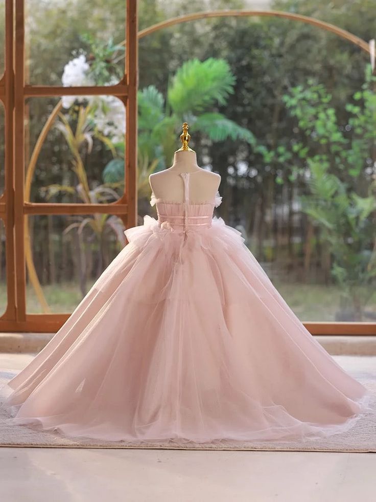 Elegant Ball Gown Sweetheart Sleeveless Ruffle Long Cheap Flower Girl Dresses, CPF34