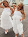 Elegant Cap Shoulder Square Sleeveless Ruffle Long Cheap Flower Girl Dresses, CPF38