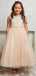 Simple Straps Round Neck Sleeveless Tulle Long Cheap Flower Girl Dresses, CPF40