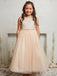 Simple Straps Round Neck Sleeveless Tulle Long Cheap Flower Girl Dresses, CPF40