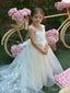 Lovely Straps Round Neck Sleeveless With Trailing Lace Long Cheap Flower Girl Dresses, CPF41