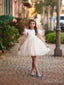 Cute Straps Round Neck Sleeveless Knee Length Sequin Cheap Flower Girl Dresses, CPF42