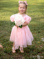 Cute Cap Shoulder Knee Length Tulle Cheap Flower Girl Dresses, CPF44