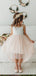 Elegant Spaghetti Straps Square Short Front Long Back Tulle Cheap Flower Girl Dresses, CPF45