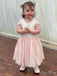 Lovely Cap Shoulder Round Neck Lace Cheap Flower Girl Dresses, CPF46