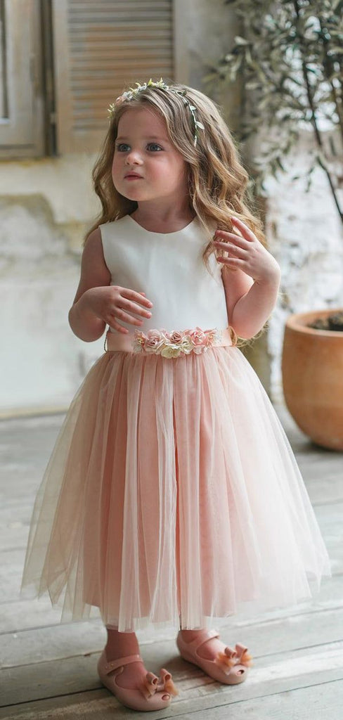 Cute Round Neck Straps Cheap Flower Girl Dresses, Princess Dresses CPF49