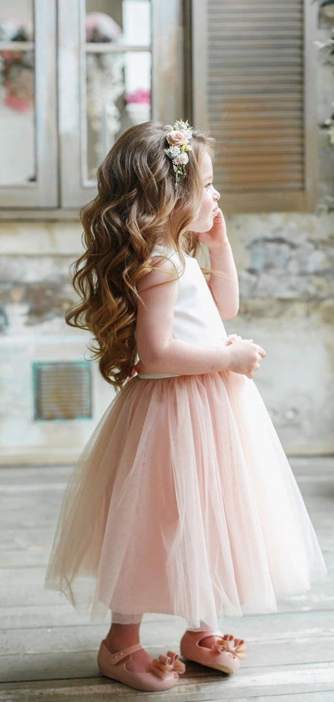 Cute Round Neck Straps Cheap Flower Girl Dresses, Princess Dresses CPF49