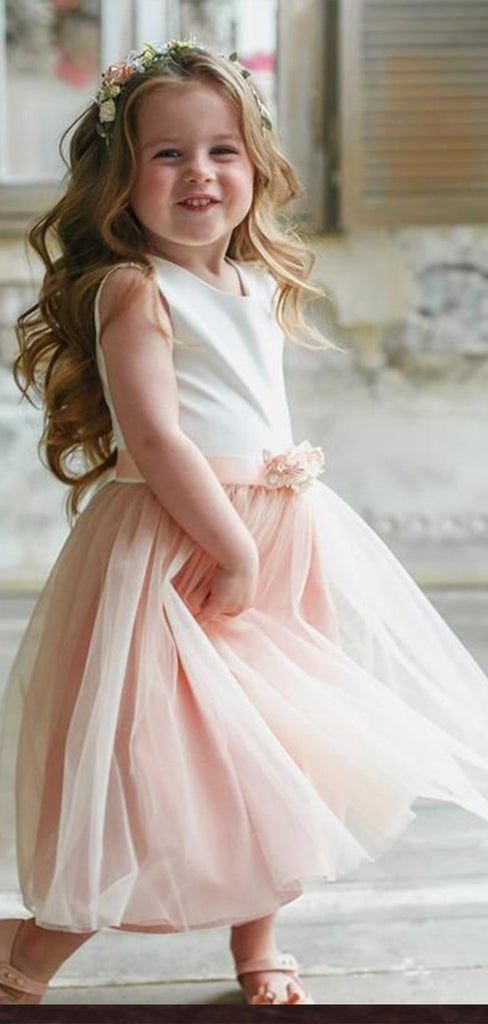 Cute Round Neck Straps Cheap Flower Girl Dresses, Princess Dresses CPF49