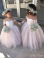 Simple Square Full Sleeve Applique Cheap Flower Girl Dresses, Princess Dresses CPF50