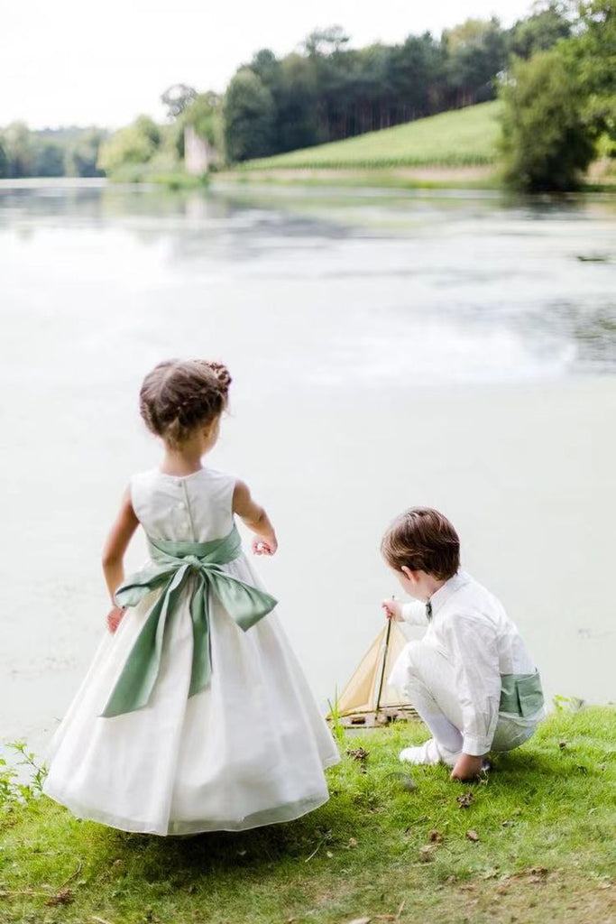 Elegant Round Neck Straps Sleeveless Long Cheap Flower Girl Dresses, Princess Dresses CPF52