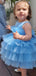 Lovely Blue Ball Gown Round The Neck Straps Sleeveless Cheap Flower Girl Dresses, Princess Dresses CPF58