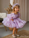 Elegant Purple Square Half Sleeve Short Cheap Flower Girl Dresses, Princess Dresses CPF59