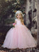 Cheap Tulle Sleeveless Light Pink Princess Ball Gown Flower Girl Dresses, CPF05