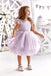 Cute Purple Round The Neck Cap Shoulder Sleeveless Cheap Flower Girl Dresses, Princess Dresses CPF64