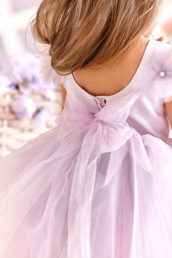 Cute Purple Round The Neck Cap Shoulder Sleeveless Cheap Flower Girl Dresses, Princess Dresses CPF64