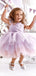 Cute Purple Round The Neck Cap Shoulder Sleeveless Cheap Flower Girl Dresses, Princess Dresses CPF64