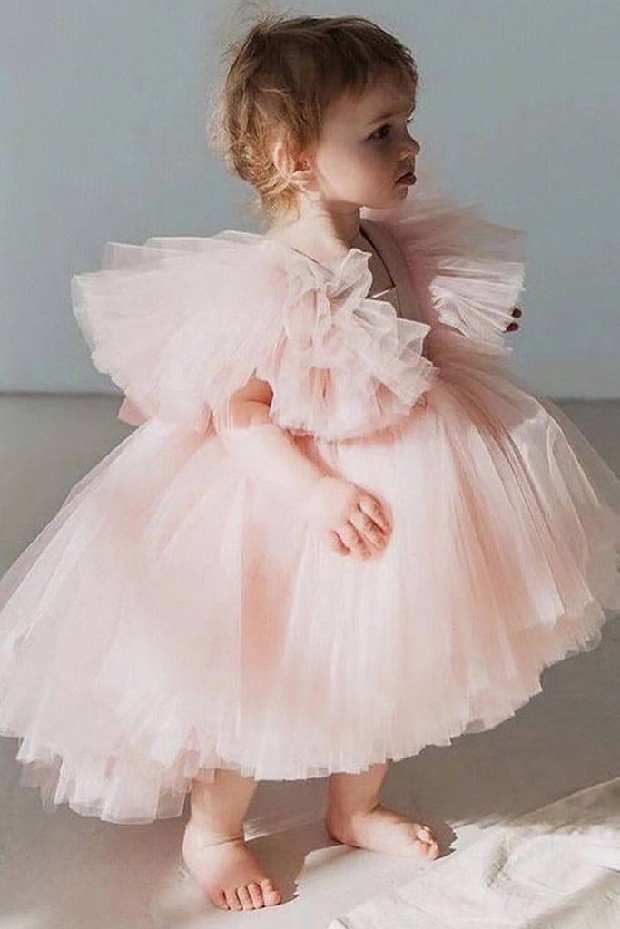 Lovely Ball Gown Cap Shoulder Sleeveless Cheap Flower Girl Dresses, Princess Dresses CPF65