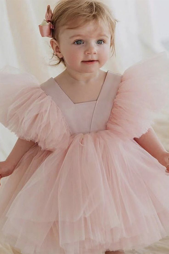 Lovely Ball Gown Cap Shoulder Sleeveless Cheap Flower Girl Dresses, Princess Dresses CPF65