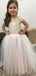 Simple Cap Shoulder Round Neck Sleeveless Applique Cheap Flower Girl Dresses, Princess Dresses CPF68