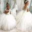 Cute Cap Shoulder Round Neck Sleeveless Lace Cheap Flower Girl Dresses, Princess Dresses CPF72