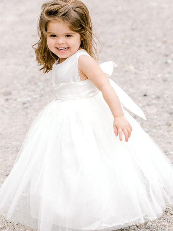 Lovely Round The Neck Sleeveless Cheap Flower Girl Dresses, Princess Dresses CPF78