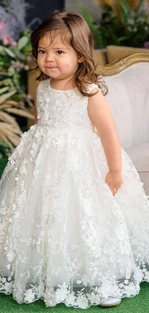 Cute Round The Neck Sleeveless Lace Cheap Flower Girl Dresses, Princess Dresses CPF81