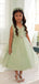 Elegant Green Straps V Neck Sleeveless Sequin Cheap Flower Girl Dresses, Princess Dresses CPF83