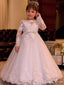 Lovely Ball Gown Full Sleeve Applique Cheap Flower Girl Dresses, Princess Dresses CPF89