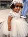 Cute Ball Gown Round The Neck Cap Shoulder Applique Cheap Flower Girl Dresses, Princess Dresses CPF90