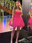 Elegant Pink Sweetheart Sleeveless Ruffle Popular Short Homecoming Prom Dress, CPH98