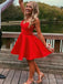 Sexy Red Spaghetti Straps V Neck Sleeveless Popular Short Homecoming Prom Dress, CPH100