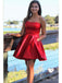 Sexy Red Strapless Sleeveless Popular Short Homecoming Prom Dress, CPH102