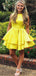 Elegant Yellow Jewel Straps Sleeveless Popular Short Homecoming Prom Dress, CPH106