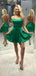 Simple Emerald Spaghetti Straps Sleeveless Open Back Popular Short Homecoming Prom Dress, CPH111