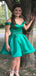 Gorgeous Emerald Off Shoulder V Neck Sleeveless Popular Short Homecoming Prom Dress, CPH113