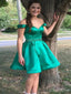 Gorgeous Emerald Off Shoulder V Neck Sleeveless Popular Short Homecoming Prom Dress, CPH113