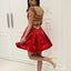 Charming Red Spaghetti Straps V Neck Beads Sleeveless Short Homecoming Prom Dress, CPH11