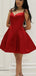 Charming Red Spaghetti Straps V Neck Beads Sleeveless Short Homecoming Prom Dress, CPH11