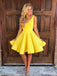 Elegant Yellow Straps V Neck Sleeveless Popular Short Homecoming Prom Dress, CPH116