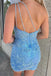 Shiny One Shoulder Sleeveless Sequin Popular Short Homecoming Prom Dress, CPH118