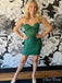 Sexy Emerald Mermaid Spaghetti Straps Sweetheart Sleeveless Applique Popular Short Homecoming Prom Dress, CPH120