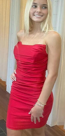 Charming Red Mermaid Strapless Sleeveless Popular Short Homecoming Prom Dress, CPH125