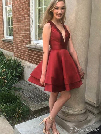 Elegant Straps V Neck Sleeveless Popular Short Homecoming Prom Dress, CPH131