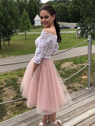 Sexy Strapless 3/4 Sleeve Applique Popular Short Homecoming Prom Dress, CPH145