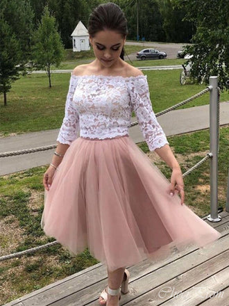 Sexy Strapless 3/4 Sleeve Applique Popular Short Homecoming Prom Dress, CPH145