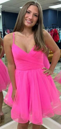 Sexy Spaghetti Straps V Neck Sleeveless Lace Up Popular Short Homecoming Prom Dress, CPH150