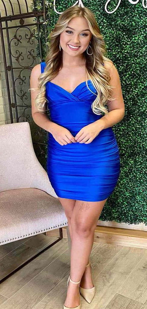 Charming Royal Blue Spaghetti Straps Sweetheart Sleeveless Popular Short Homecoming Prom Dress, CPH157