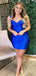 Charming Royal Blue Spaghetti Straps Sweetheart Sleeveless Popular Short Homecoming Prom Dress, CPH157