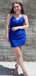 Sexy Royal Blue Spaghetti Straps V Neck Sleeveless Popular Short Homecoming Prom Dress, CPH162